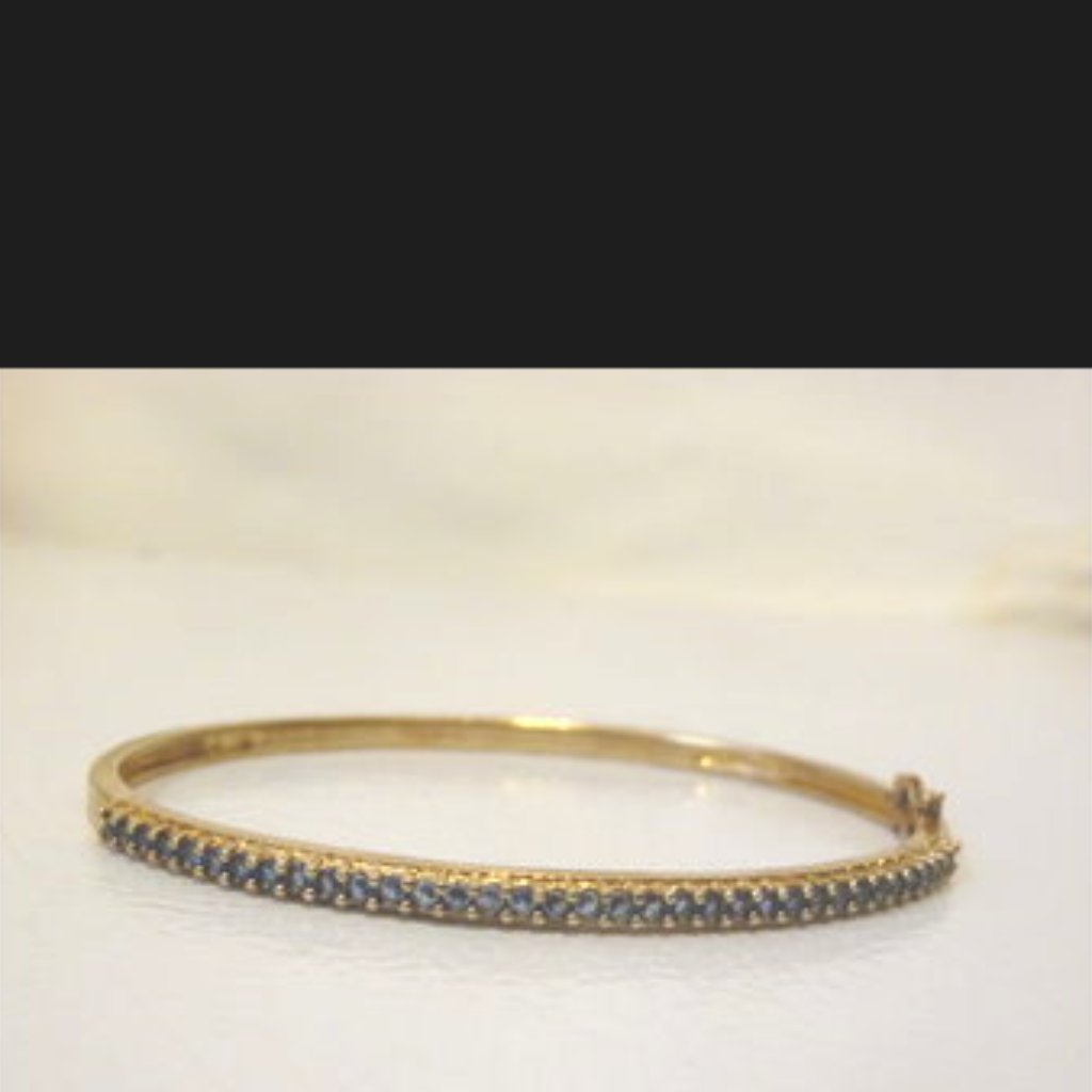 Raretechnibond 925 Blue Topaz Gemstone Hinged Bangle Bracelet Size ML 40$